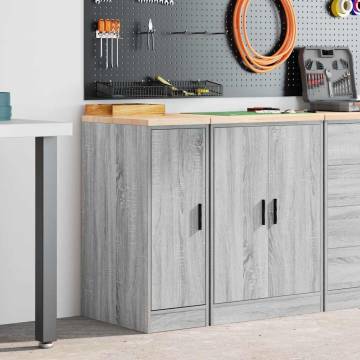 Garage Storage Cabinet Grey Sonoma - Durable Pinewood Design