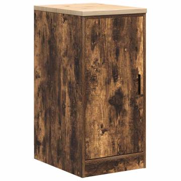 Garage Storage Cabinet Smoked Oak - Solid Pinewood, Durable Design