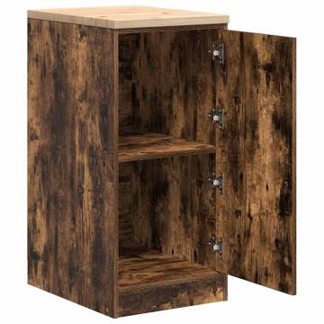 Garage Storage Cabinet Smoked Oak - Solid Pinewood, Durable Design