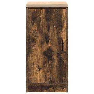 Garage Storage Cabinet Smoked Oak - Solid Pinewood, Durable Design