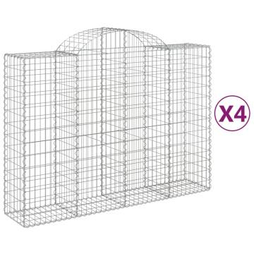 Arched Gabion Baskets - 4 pcs Galvanised Iron Garden Barriers