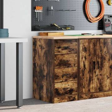 Garage Storage Cabinet Smoked Oak - Solid Pine 40x51x85 cm