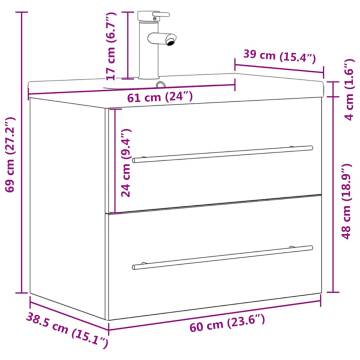 2 Piece Bathroom Furniture Set - Sonoma Oak - Hipomarket UK