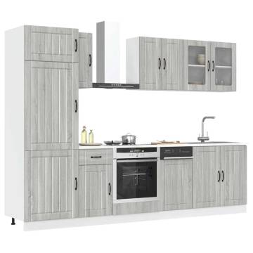 8 Piece Kitchen Cabinet Set - Kalmar Grey Sonoma | Hipomarket