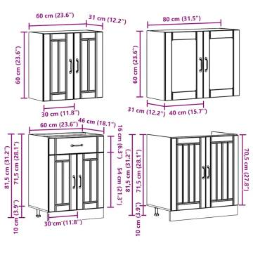 Kalmar 4 Piece Kitchen Cabinet Set - Smoked Oak Finish