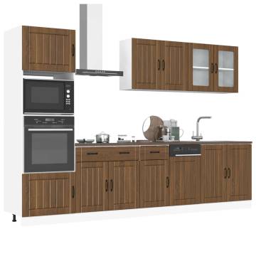 7 Piece Kitchen Cabinet Set - Kalmar Brown Oak - Stylish Storage