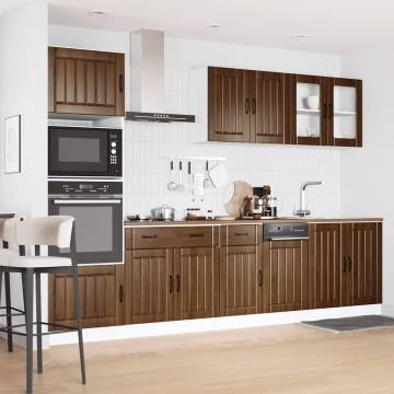 7 Piece Kitchen Cabinet Set - Kalmar Brown Oak - Stylish Storage