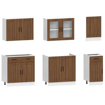 7 Piece Kitchen Cabinet Set - Kalmar Brown Oak - Stylish Storage