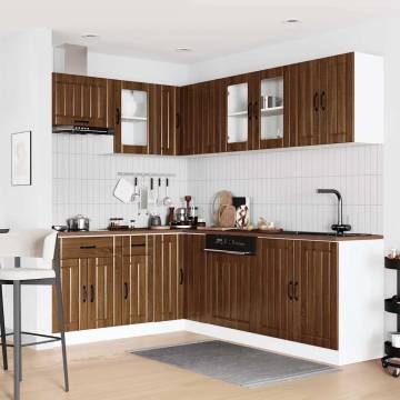 11 Piece Lucca Brown Oak Kitchen Cabinet Set | Hipomarket