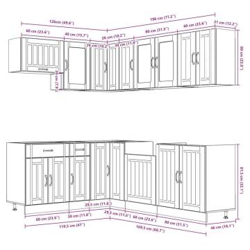 11 Piece Lucca Brown Oak Kitchen Cabinet Set | Hipomarket