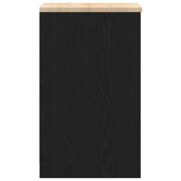 Garage Storage Cabinet Black - Solid Pine 40x51x85 cm