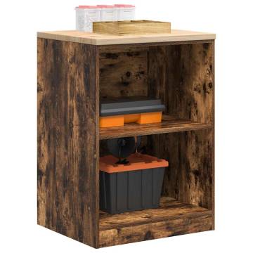 Garage Storage Cabinet in Smoked Oak - 60x51x85 cm Solid Wood