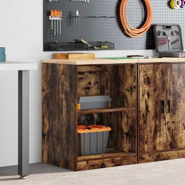 Garage Storage Cabinet in Smoked Oak - 60x51x85 cm Solid Wood