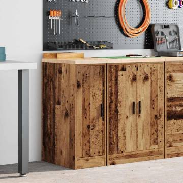 Garage Storage Cabinet - Old Wood Solid Pine 30x51x85 cm