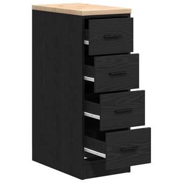 Garage Storage Cabinet Black - Durable Pine Wood | 30x51x85 cm