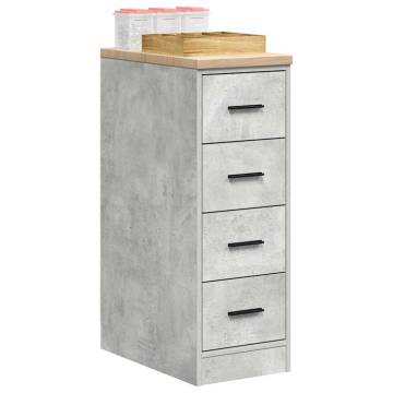 Garage Storage Cabinet - Concrete Grey Solid Wood Pine 30x51x85cm