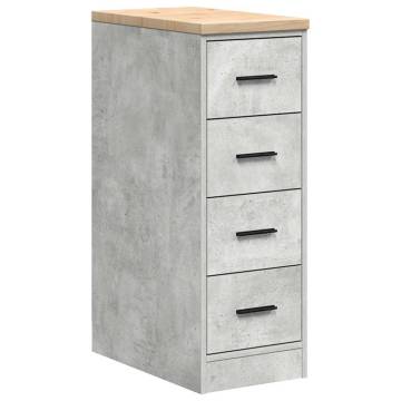 Garage Storage Cabinet - Concrete Grey Solid Wood Pine 30x51x85cm