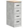 Garage Storage Cabinet - Concrete Grey Solid Wood Pine 30x51x85cm