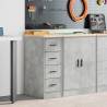 Garage Storage Cabinet - Concrete Grey Solid Wood Pine 30x51x85cm