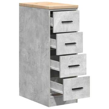 Garage Storage Cabinet - Concrete Grey Solid Wood Pine 30x51x85cm