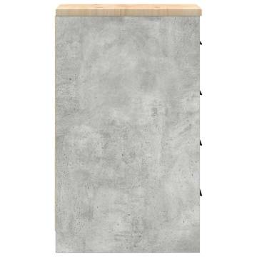 Garage Storage Cabinet - Concrete Grey Solid Wood Pine 30x51x85cm