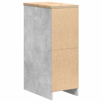 Garage Storage Cabinet - Concrete Grey Solid Wood Pine 30x51x85cm