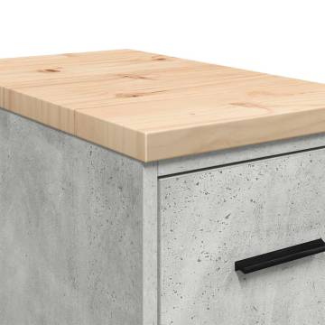 Garage Storage Cabinet - Concrete Grey Solid Wood Pine 30x51x85cm