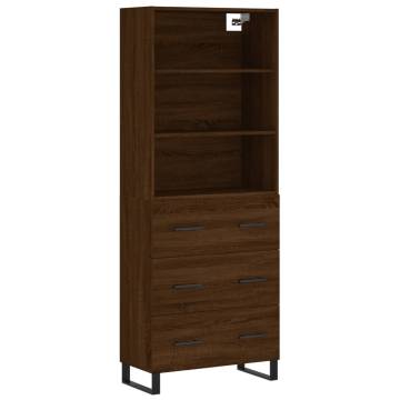 Stylish Highboard Brown Oak - 69.5x34x180 cm Engineered Wood