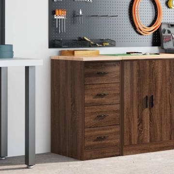 Garage Storage Cabinet Brown Oak - 40x51x85 cm Solid Wood