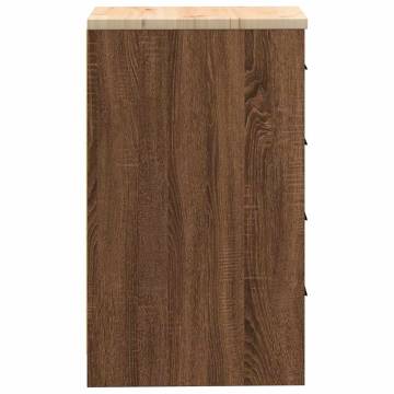 Garage Storage Cabinet Brown Oak - 40x51x85 cm Solid Wood