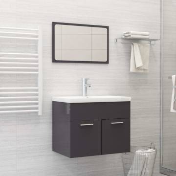 Stylish High Gloss Grey Bathroom Furniture Set | Hipo Market