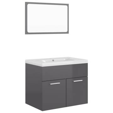 Stylish High Gloss Grey Bathroom Furniture Set | Hipo Market