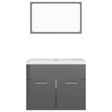 Stylish High Gloss Grey Bathroom Furniture Set | Hipo Market