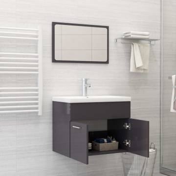 Stylish High Gloss Grey Bathroom Furniture Set | Hipo Market