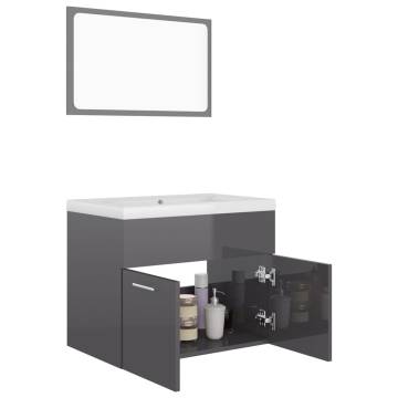 Stylish High Gloss Grey Bathroom Furniture Set | Hipo Market