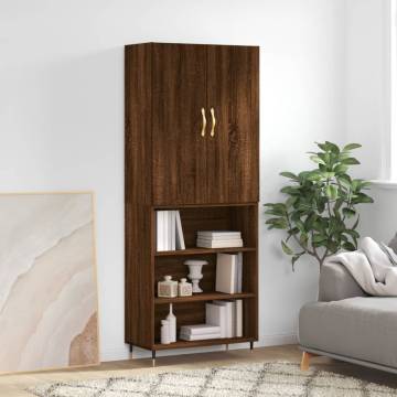 Stylish Highboard in Brown Oak - Engineered Wood | HipoMarket