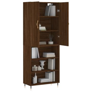 Stylish Highboard in Brown Oak - Engineered Wood | HipoMarket