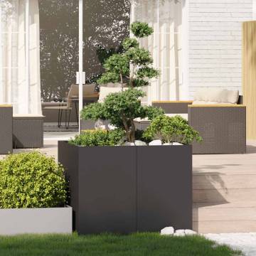 Stylish Black Steel Planter 100x100x80 cm | HipoMarket