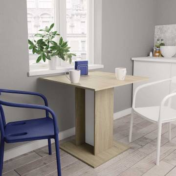 Elegant White and Sonoma Oak Dining Table - 80x80 cm