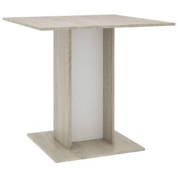 Elegant White and Sonoma Oak Dining Table - 80x80 cm