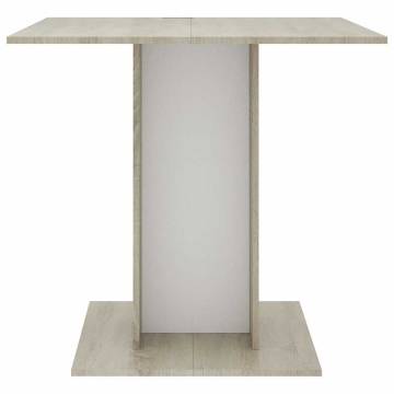 Elegant White and Sonoma Oak Dining Table - 80x80 cm