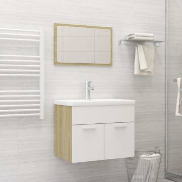 Stylish Bathroom Furniture Set - White & Sonoma Oak