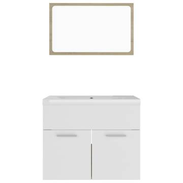 Stylish Bathroom Furniture Set - White & Sonoma Oak