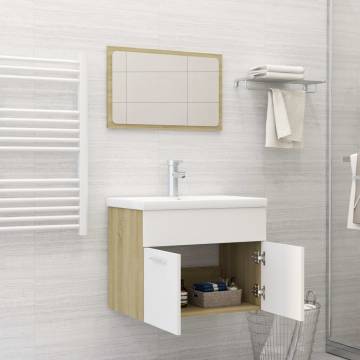 Stylish Bathroom Furniture Set - White & Sonoma Oak