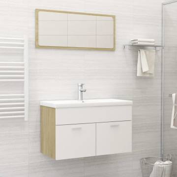 Stylish Bathroom Furniture Set - White & Sonoma Oak