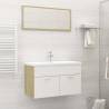  Bathroom Furniture Set White and Sonoma Oak Engineered Wood Colour white and sonoma oak Size 80 x 38.5 x 46 cm Number of 1 Number of Pieces 