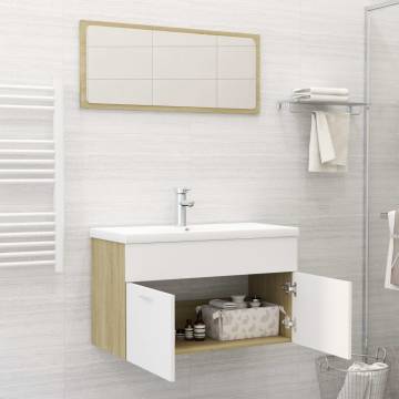 Stylish Bathroom Furniture Set - White & Sonoma Oak