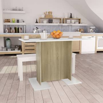 Dining Table White & Sonoma Oak 110x60 cm - Stylish & Durable