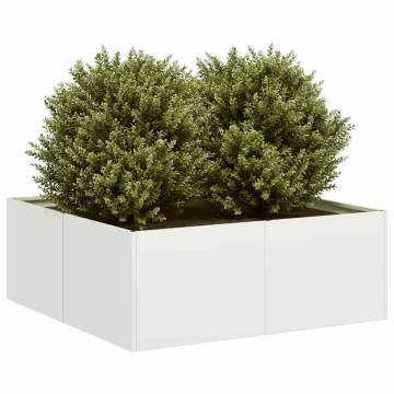 Stylish White Steel Planter 80x80x30 cm for Outdoor Spaces