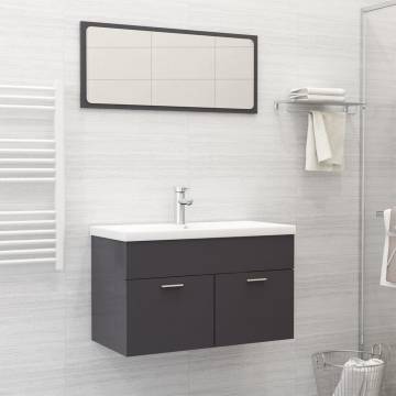 High Gloss Grey Bathroom Furniture Set - Stylish & Modern